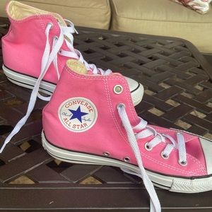 pink high top converse
